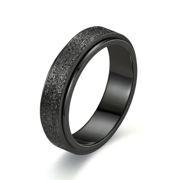 🆕NIP:Black Glitter on Black Fidget Ring: Size 6 - Picture 1 of 6